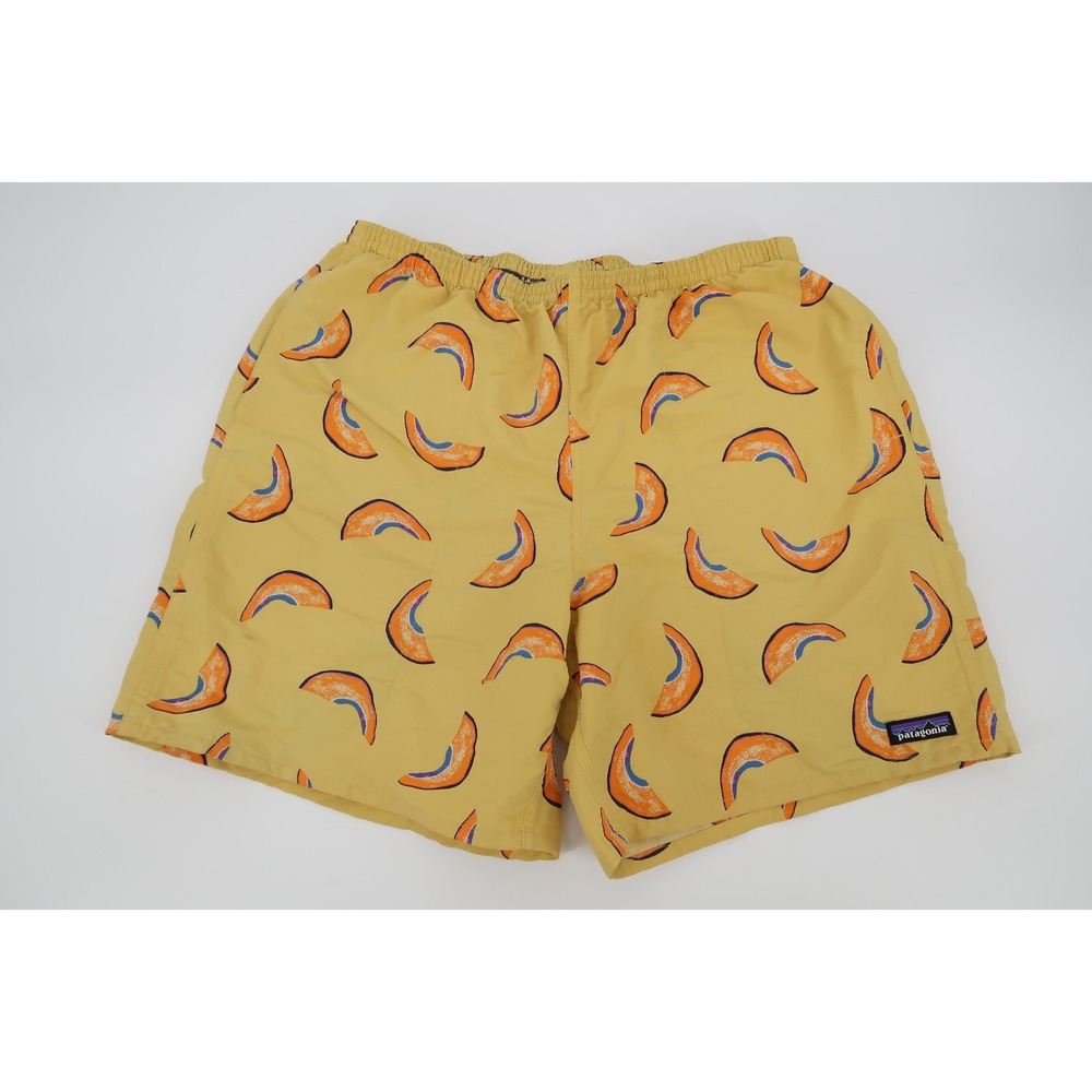 Patagonia Mens Large Baggies Swim Shorts Yellow Cantalope Swim Trunks 6" Inseam
